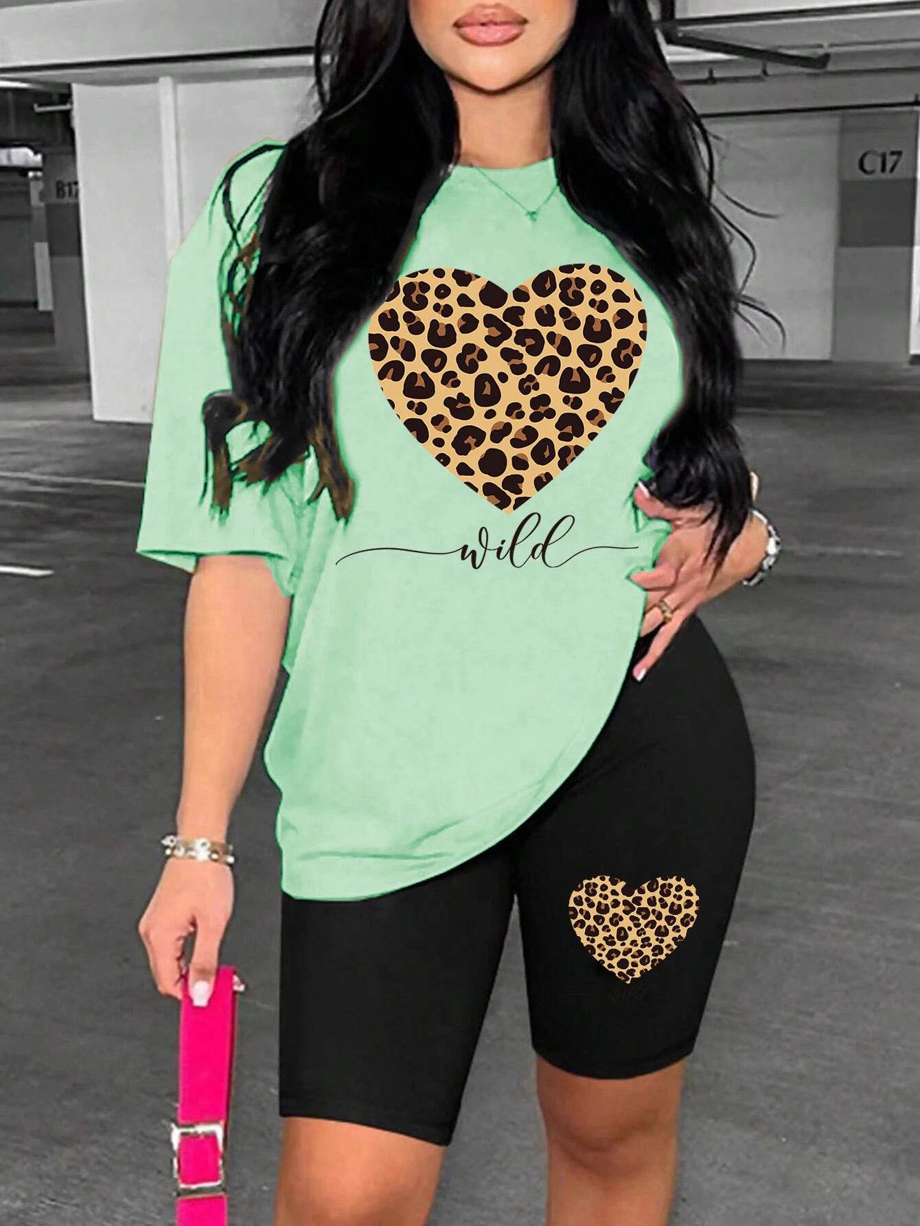 Leopard Heart Cartoon Shorts Set - P12 Hub Europe