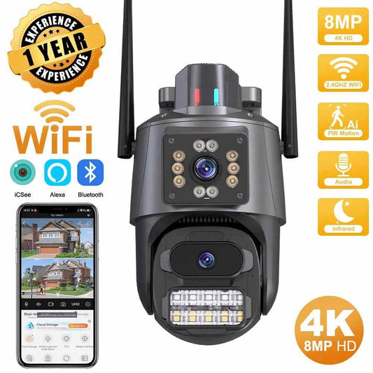 Outdoor Camera 4K Dual Lens WiFi PTZ Auto Track, Color Night - P12 Hub Europe