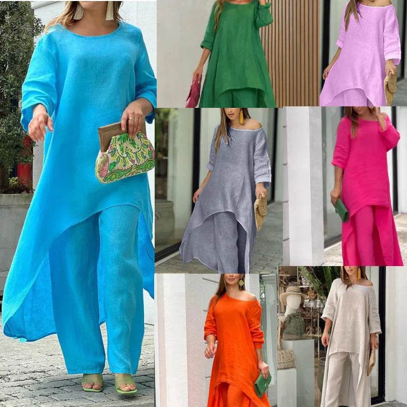 Cotton Linen Irregular Pants Set - P12 Hub Europe