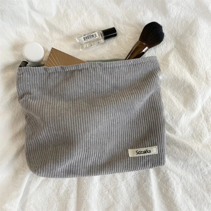 Corduroy Makeup Bag for Female Internet Celebrity, Large Capacity Lipstick Makeup, Change, Mobile Phone, Handheld Bag