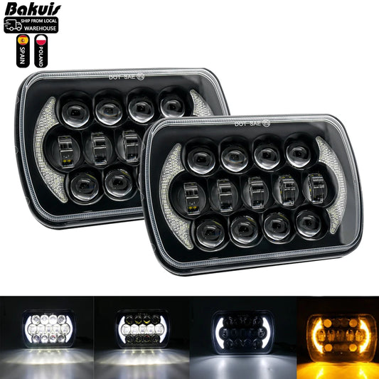 7x6'' 5X7 Inch Led Headlight Square Hi-Lo Beam Halo For Jeep Cherokee XJ Wrangler YJ Motorcycle Car Off-road Truck H6054 H5054