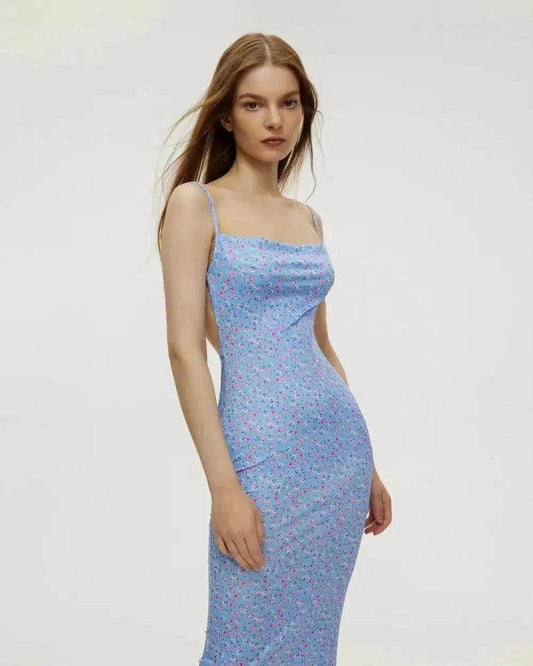 Long Floral Suspender Backless Slimming Beach Dress - P12 Hub Europe
