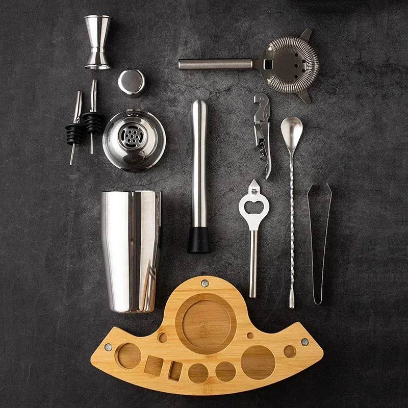 1/3/6/9/11pcs Cocktail Shaker Set Stainless Steel Bartender Kit Cocktail Mixer Wine Martini Boston Shaker Party Bar Tools - P12 Hub Europe