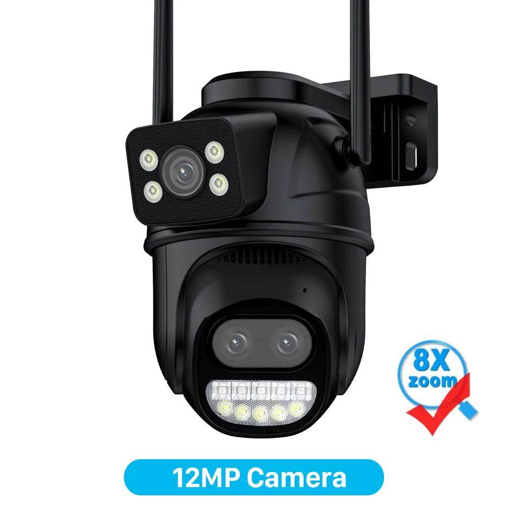Outdoor PTZ Camera 6K 12MP/8MP 8X Zoom, 3-Lens, AI Track - P12 Hub Europe