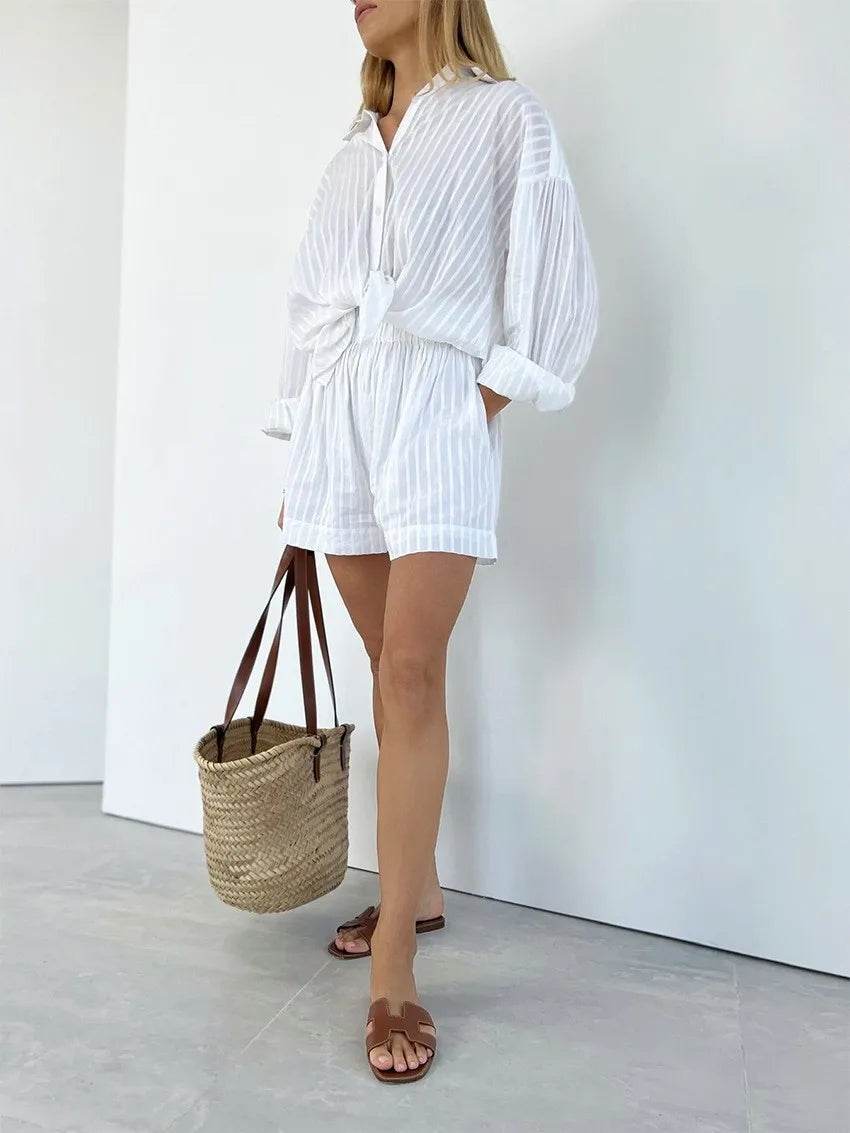Stripe Cotton Shorts Set - P12 Hub Europe