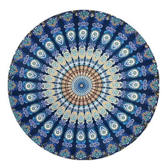 Large Aldult Beach Towel Vintage Round Chiffon Anti-sunlight Shawl Beach Towel Outdoor Yoga Picnic Mat - P12 Hub Europe