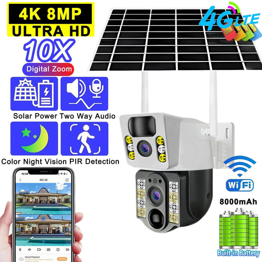 Outdoor Camera 4G Solar PTZ Dual Lens 8MP, Color Night - P12 Hub Europe
