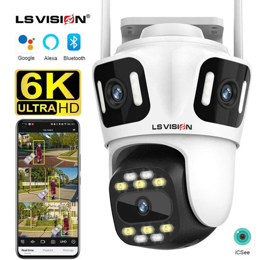 Camera 3-Lens PTZ WiFi 12MP 6K, Auto Track, Color Night - P12 Hub Europe