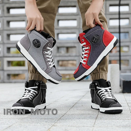 Classics Street Riding Shoes Men Summer Breathable Motorcycle Boots Suede Upper Cruiser Boots Road Racing Casual Shoes Boots