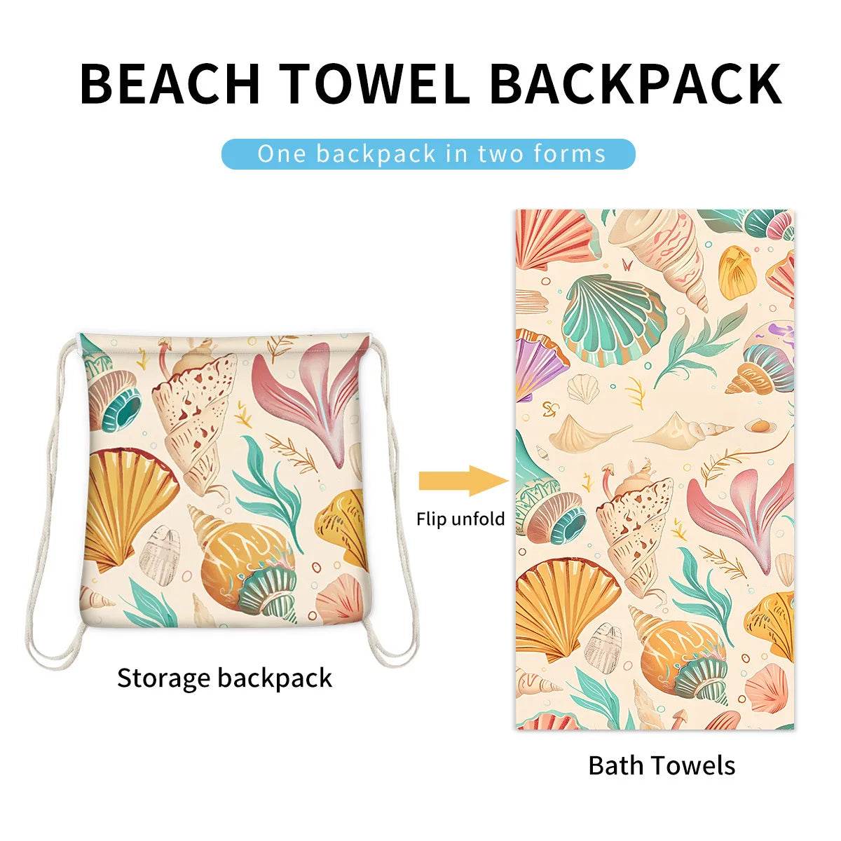 2-in-1 Foldable Beach Towel Sports Cooling Travel Towel Quick Drying Large Absorbent Bath Beach Jewelry for Picnic Sunbath Surf - P12 Hub Europe