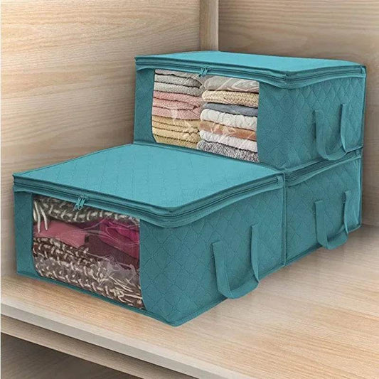 Large Capacity Clothing Storage Box Folding Non Woven Fabric Quilts Clothes Organizer Case With Zipper Organiseurs De Rangement - P12 Hub Europe