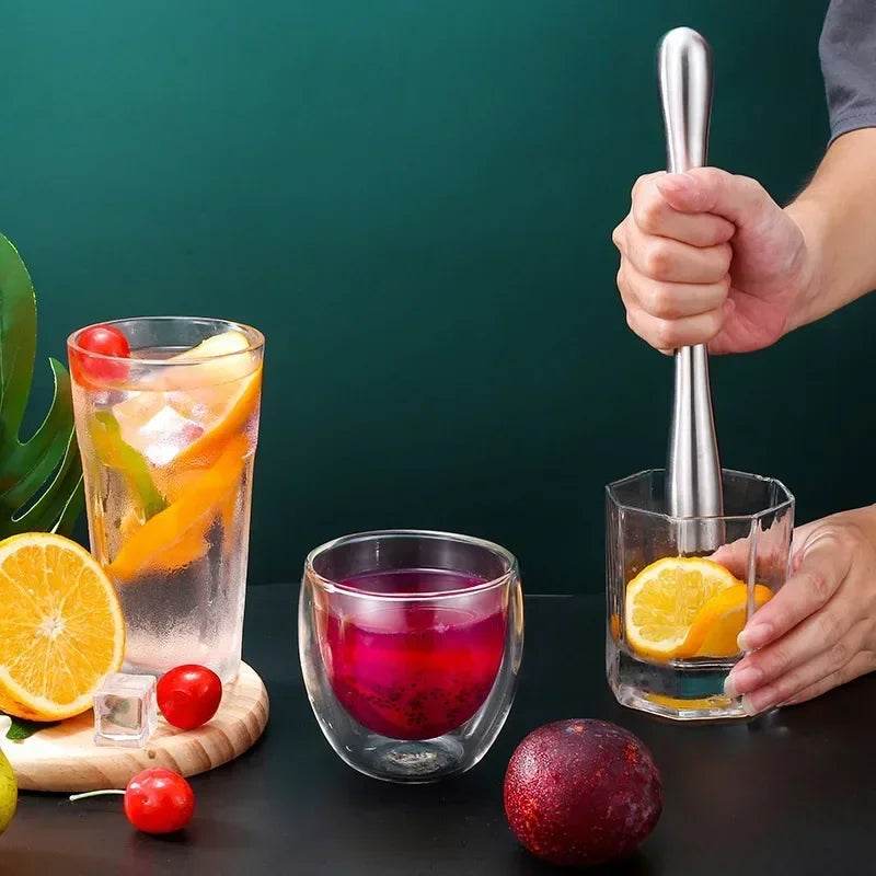 Durable Stainless Steel Wine Mixing Stick Muddler Cocktail Stirrer Shaker Ice Crusher Comfortable Grip Barware Tool - P12 Hub Europe