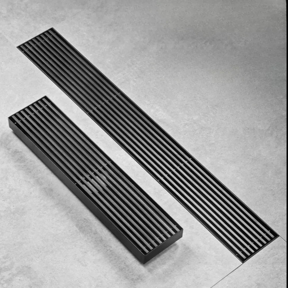Long black floor drain stainless steel extended floor drain shower room outdoor large displacement drainage long