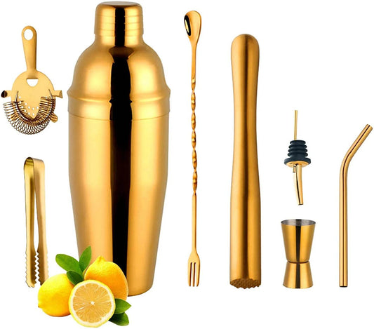 1-8PCS 750Ml Stainless Steel Bar Cocktail Shaker Set Bartender Tools Moijto Muddler Wine Bottle Stopper Cocktail Boston Barware - P12 Hub Europe