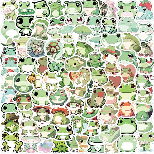 10/30/100PCS Cute Little Frog PVC Sticker Aesthetic Stationery School Supplies DIY Decoration Korean Scrapbooking for Kids