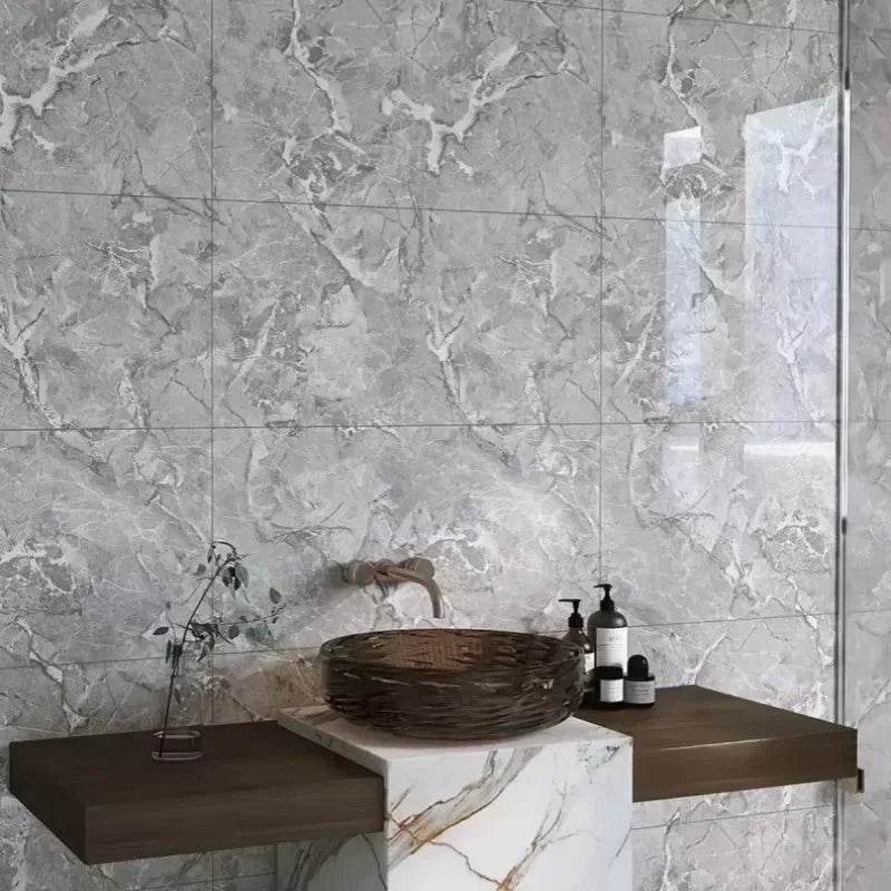 Aluminum Foil Bottom Imitation Tile Wall Stickers Kitchen Bathroom Decor Damp Proof Marble Pattern Foam Self-adhesive Wallpaper - P12 Hub Europe