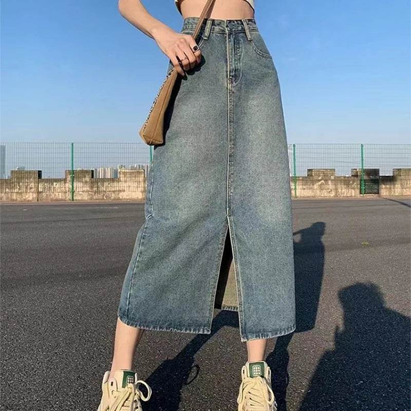 Women's Summer Slit Denim Skirt - P12 Hub Europe