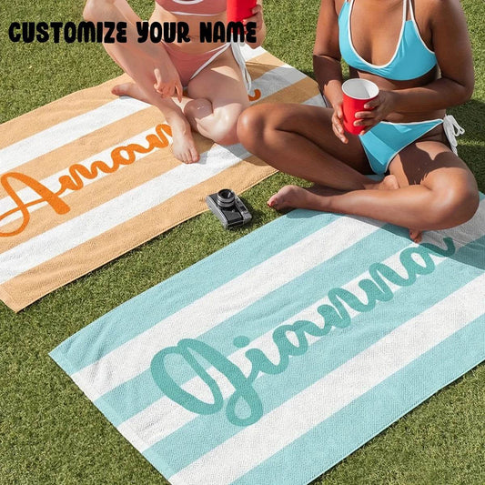 Customized Beach Towel Striped Pattern Personalized Absorbent Bath Towel Quick-drying Swimming Towel For Beach Swimming Outdoor - P12 Hub Europe