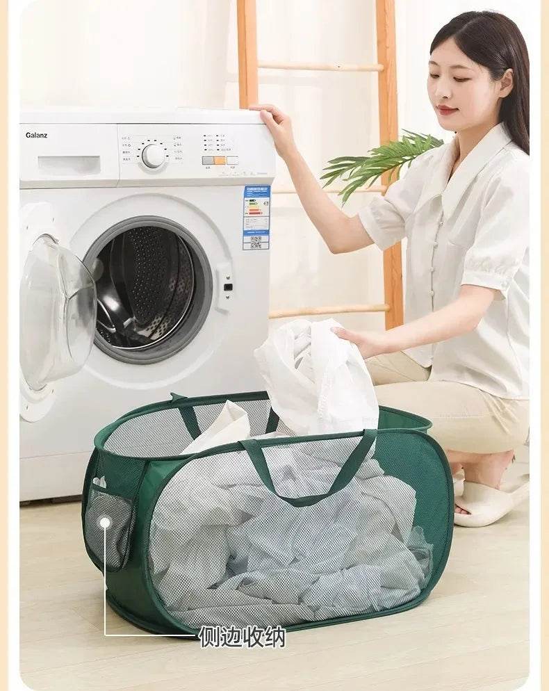 Durable Collapsible Mesh Laundry Hamper - P12 Hub Europe