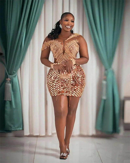 Sequined Lace Patchwork Mini Dress Sexy Club Party - P12 Hub Europe