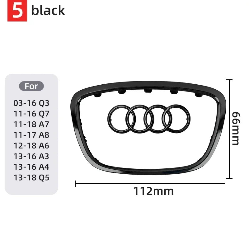 For Audi A3 A4 B8 8P B9 8V A5 A6 C7 A7 Q3 Q5 Q7 Automobile Steering Wheel Logo Bright Frame Strip Electroplated Car Logo Sticker