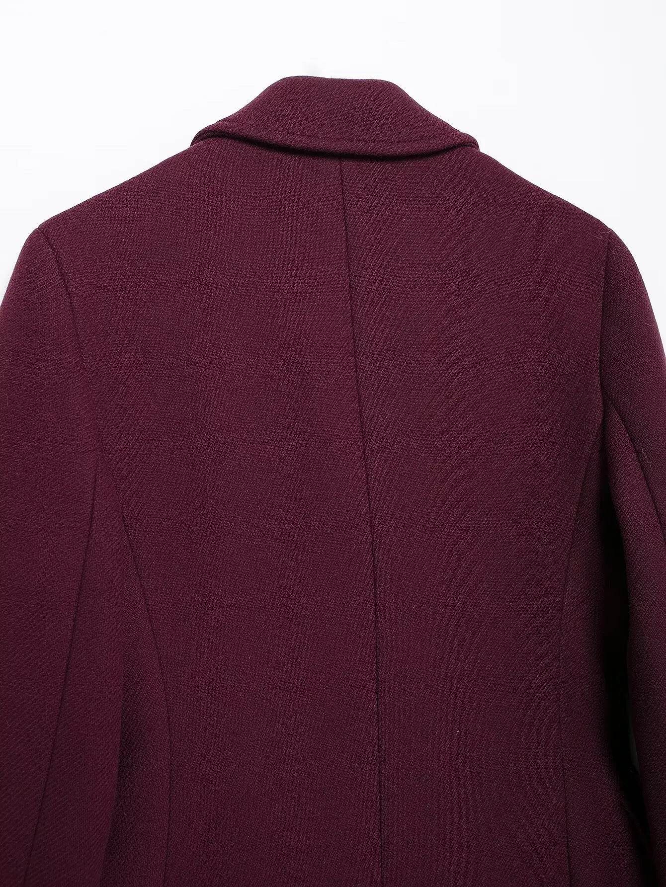 Burgundy Wool Blend Coat - P12 Hub Europe