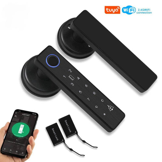 WiFi Fingerprint Door Lock | Card, Code, Key, Remote Unlock, 35-55mm - P12 Hub Europe
