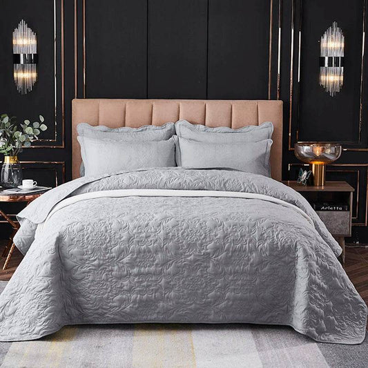 WOSTAR Quilted thicken flat bed sheet summer bedspread solid jacquard couple bed linens luxury double bed bedding king size - P12 Hub Europe