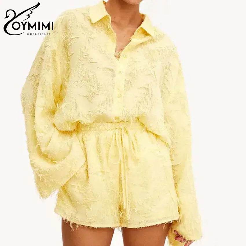 Oymimi Yellow Feather Shorts Set - P12 Hub Europe