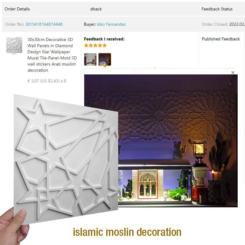 30x30cm 3D three-dimensional wall sticker decorative living room wallpaper mural waterproof 3D wall panel mold bathroom kitchen - P12 Hub Europe