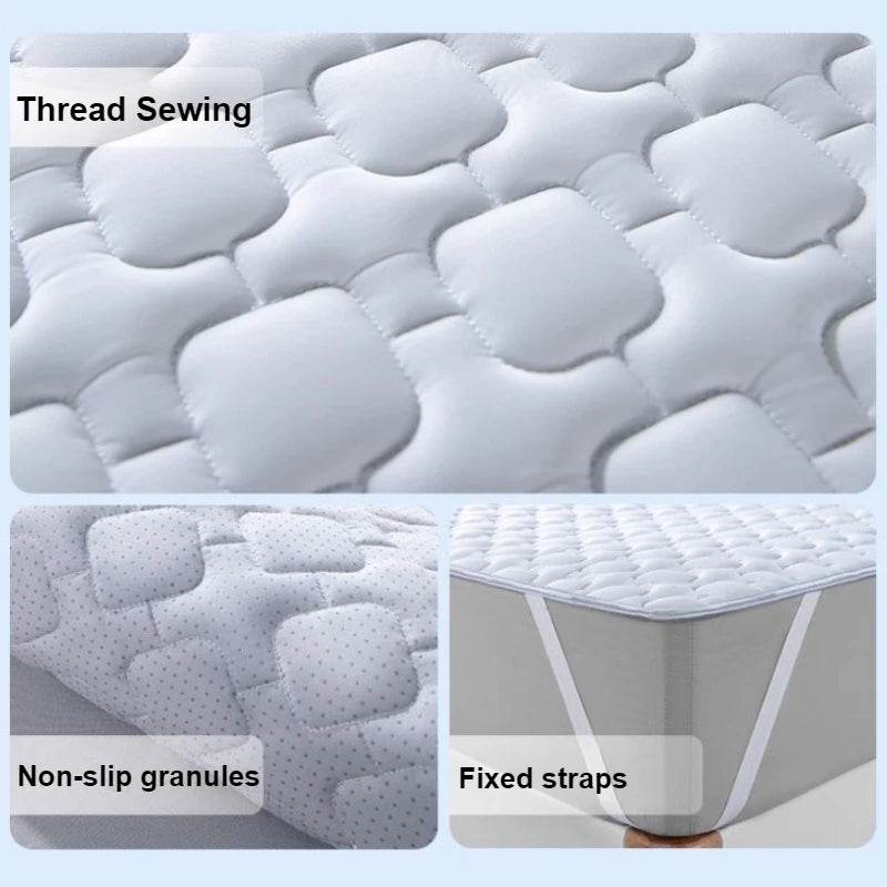 Ice Cooling Bed Sheet Set with Latex Quilted Pillowcases Breathable Summer Bedding Heat Resistant for Single Double Queen Size - P12 Hub Europe