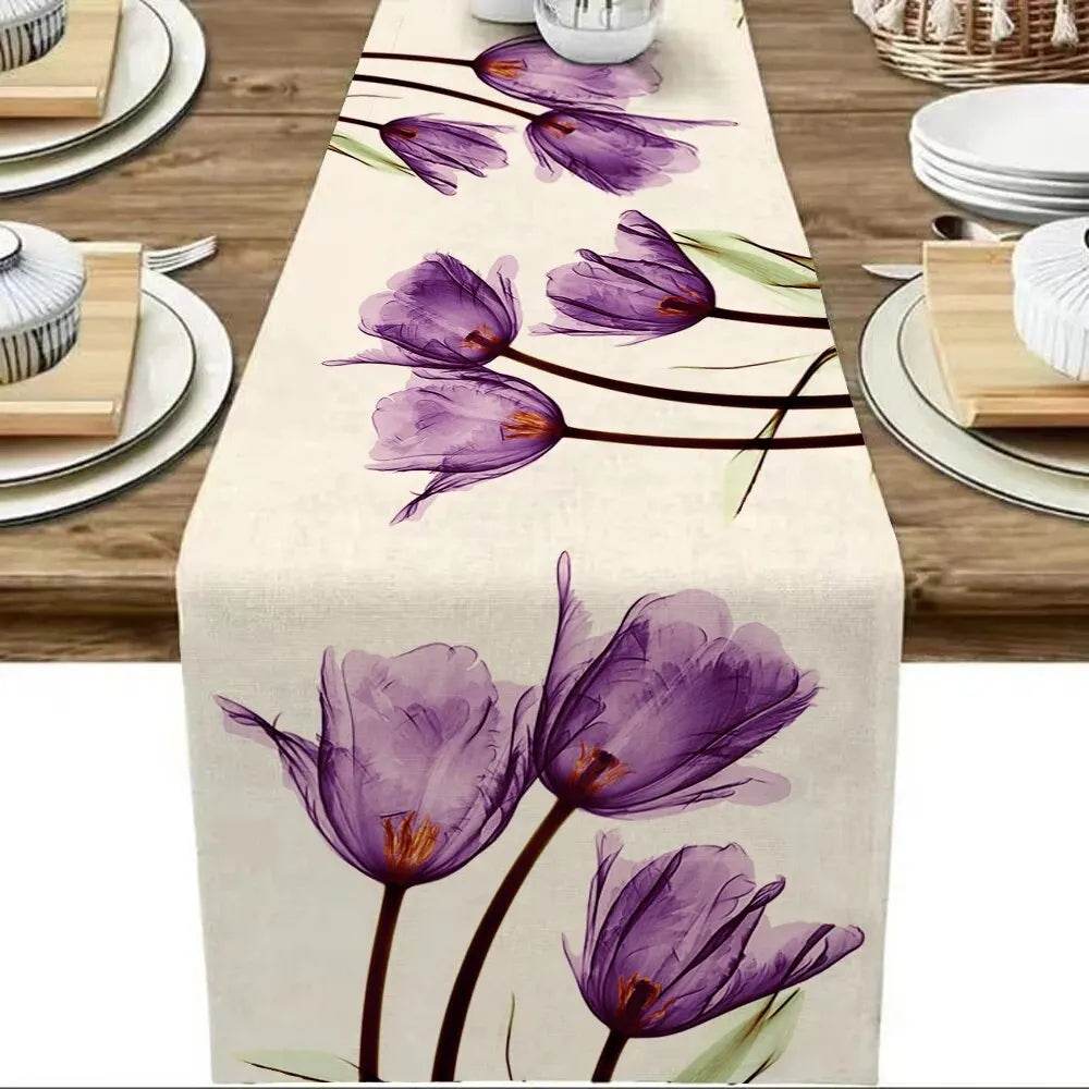 Tulip Linen Table Rustic Farmhouse Style Table Runner 13X70 Inch,Kitchen Dining Table Decoration for Indoor Outdoor Home - P12 Hub Europe