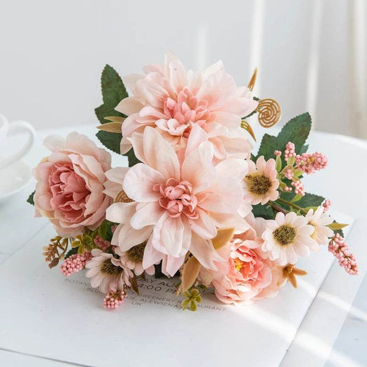 1Pc Hot sale Artificial Flower Silk Dahlia Rose daisy Christmas Home Decoration Bonsai Room Wedding Bridal Bouquet Party Diy box - P12 Hub Europe