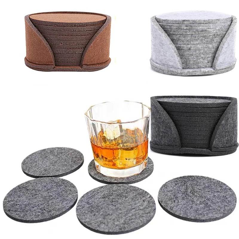 10pcs Round Felt Coaster Dining Table Protector Pad Heat Resistant Cup Mat Coffee Tea Hot Drink Mug Placemat Kitchen Accessories - P12 Hub Europe