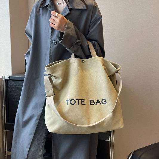 Thickened Canvas Retro Tote Bag Premium Sense Handbags Commuter Bag Large Capacity Student Shoulder Bags for Women