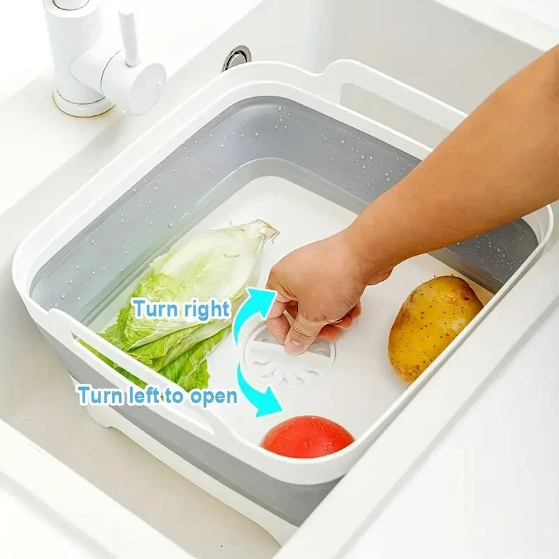 Silicone Collapsible Bucket with Drain Plug  1pc Portable Folding Basin for Camping Fishing Picnics  Large Capacity Easy Storage