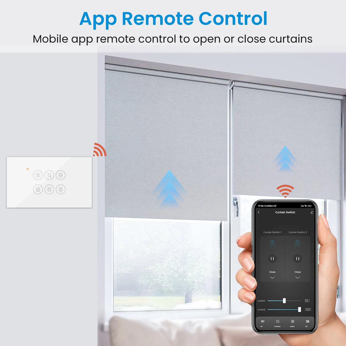 QCSMART ZigBee 3.0 Dual Curtain Roller Shutter US Standard Switch Tuya Smart Life App Remote Control Home Assistant Alexa DIY