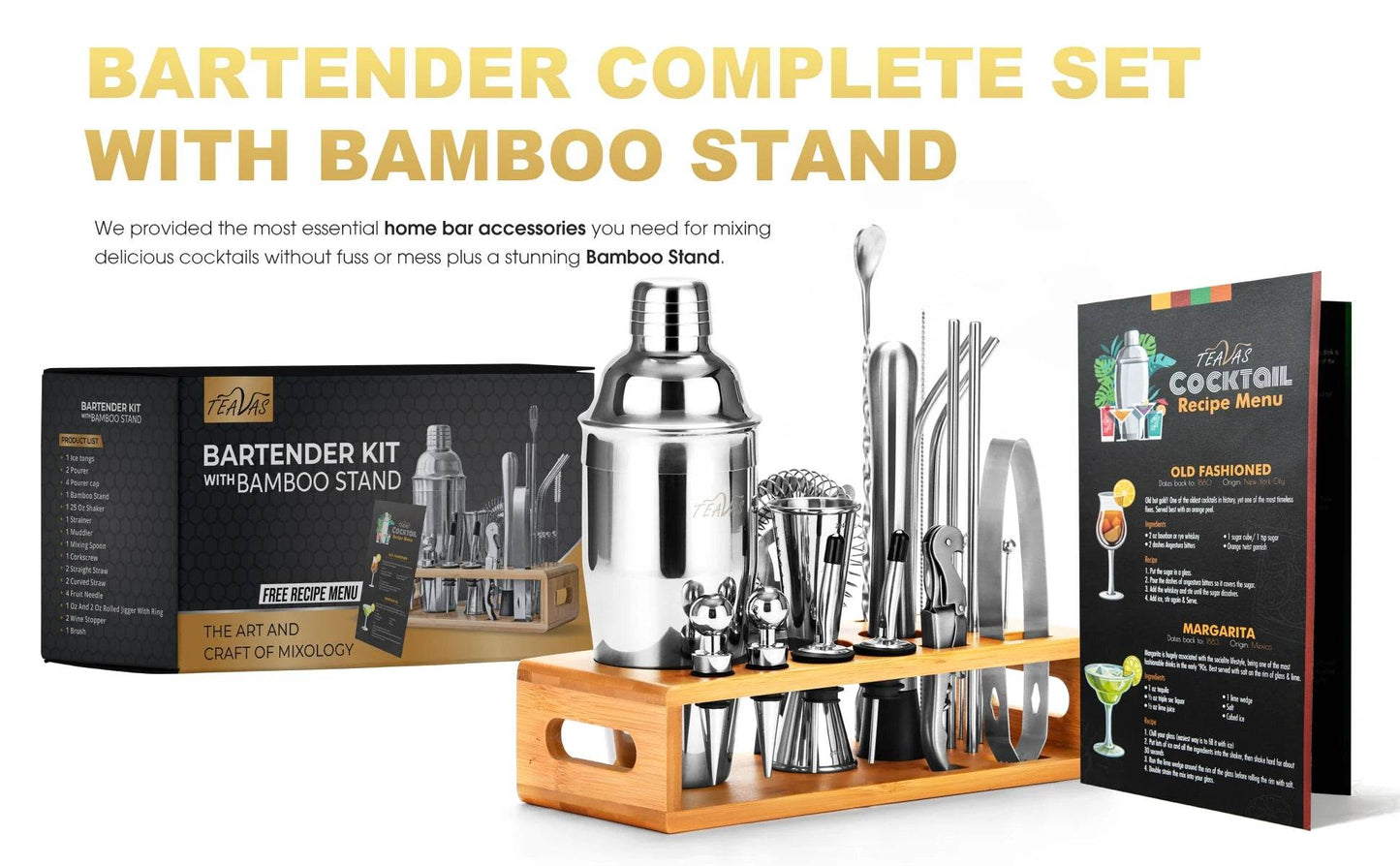 TEAVAS 25 Pieces Mixology Bartender Kit with Cocktail Shaker & Japanese Jigger - Cocktail & Alcohol Mixer Shaker Set - barware - P12 Hub Europe