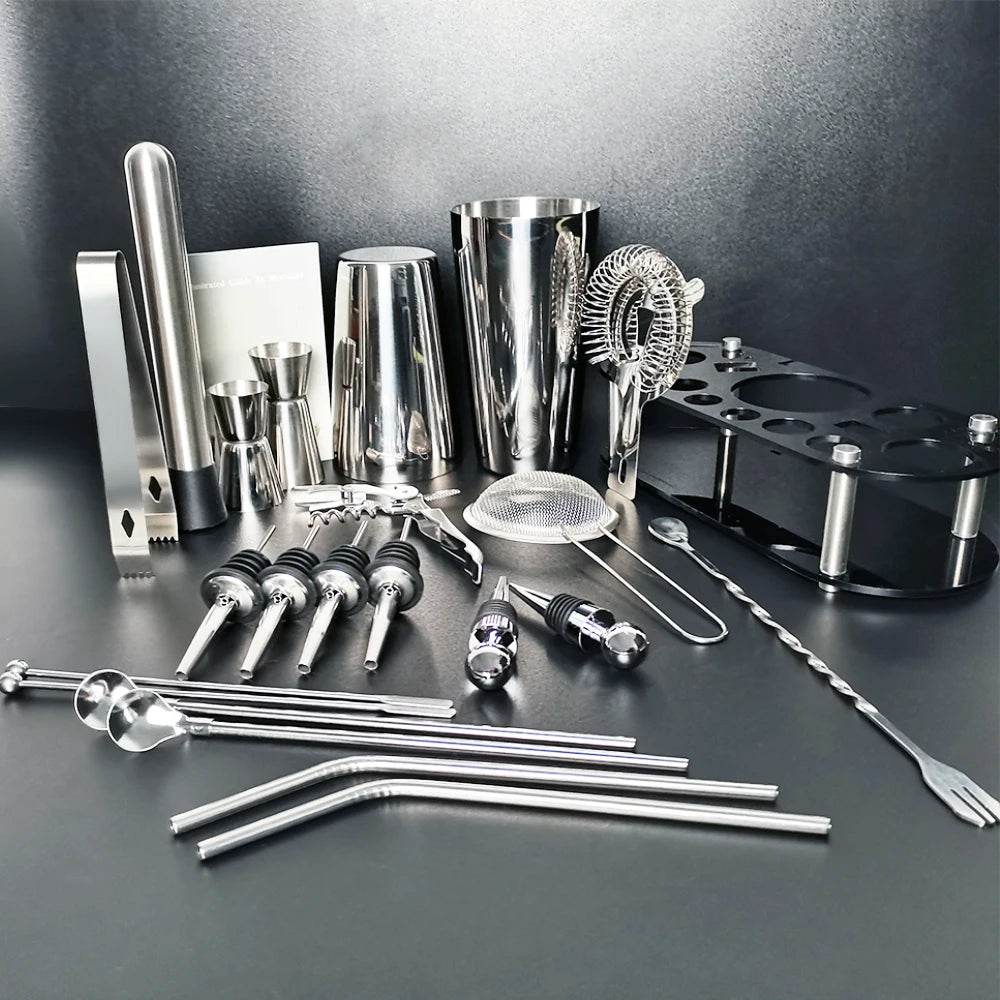 13-22Pcs 750ml 600ml Boston Cocktail Shaker Bar Tools Wine Mixer Set Bartender Cocktail Shaker Tool Kit with Holder - P12 Hub Europe