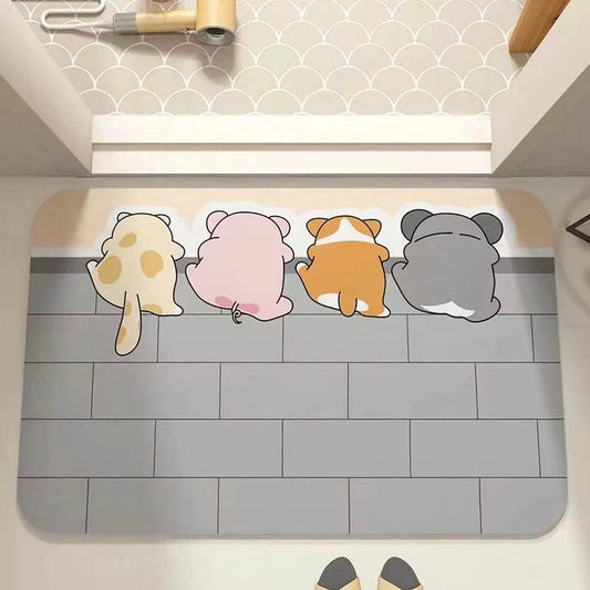Cartoon Bathroom Soft Diatomaceous Mud Floor Mat, Bathroom Absorbent Foot Mat, Toilet Sink, Bedroom Mat, Carpet - P12 Hub Europe