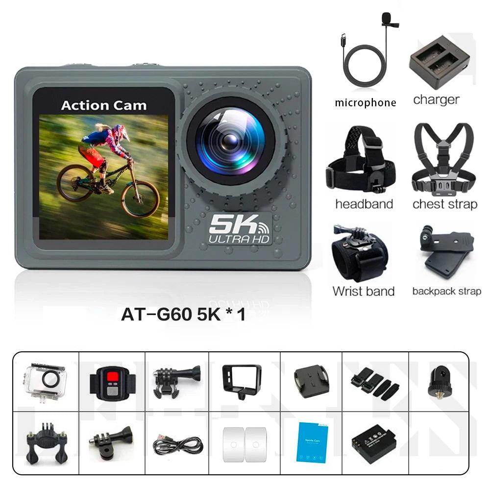 Action Camera 5K EIS WiFi 170° Wide Angle, Remote - P12 Hub Europe