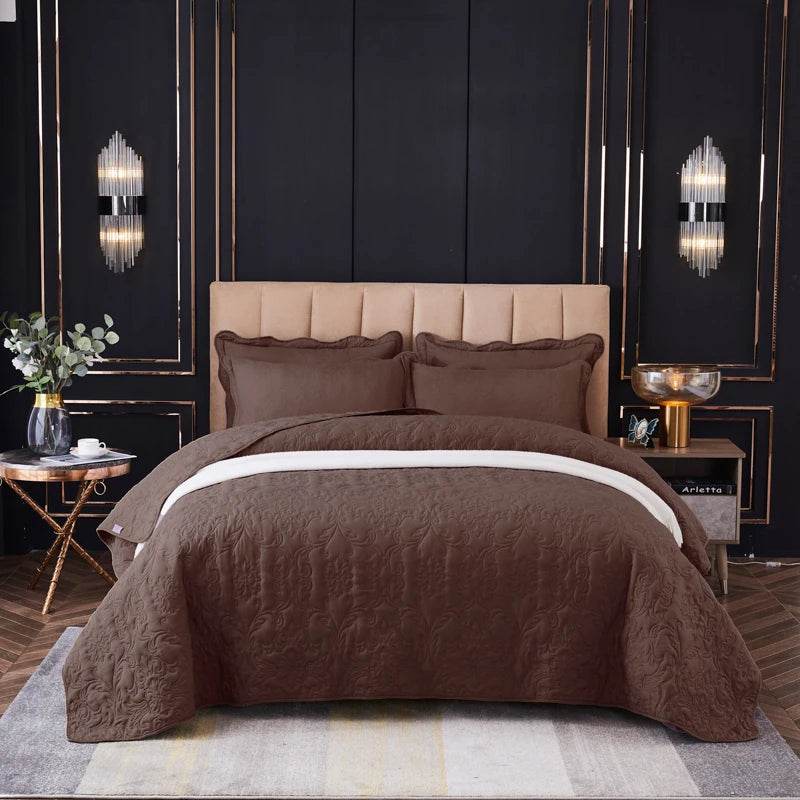 WOSTAR Quilted thicken flat bed sheet summer bedspread solid jacquard couple bed linens luxury double bed bedding king size - P12 Hub Europe