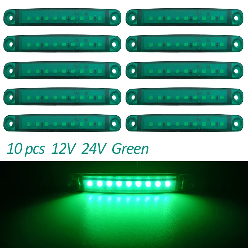 10PCS 9 SMD Light Oval Clearance Trailer 24V Truck Lorry Caravan Camion LED Side Marker Indicator Lamp 12V Luces Remolque