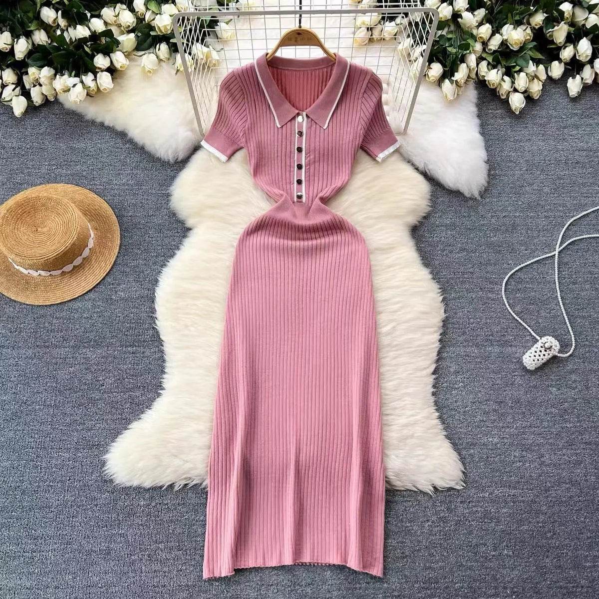 2025 Autumn White Knit Maxi Dress - Elegant Patchwork - P12 Hub Europe