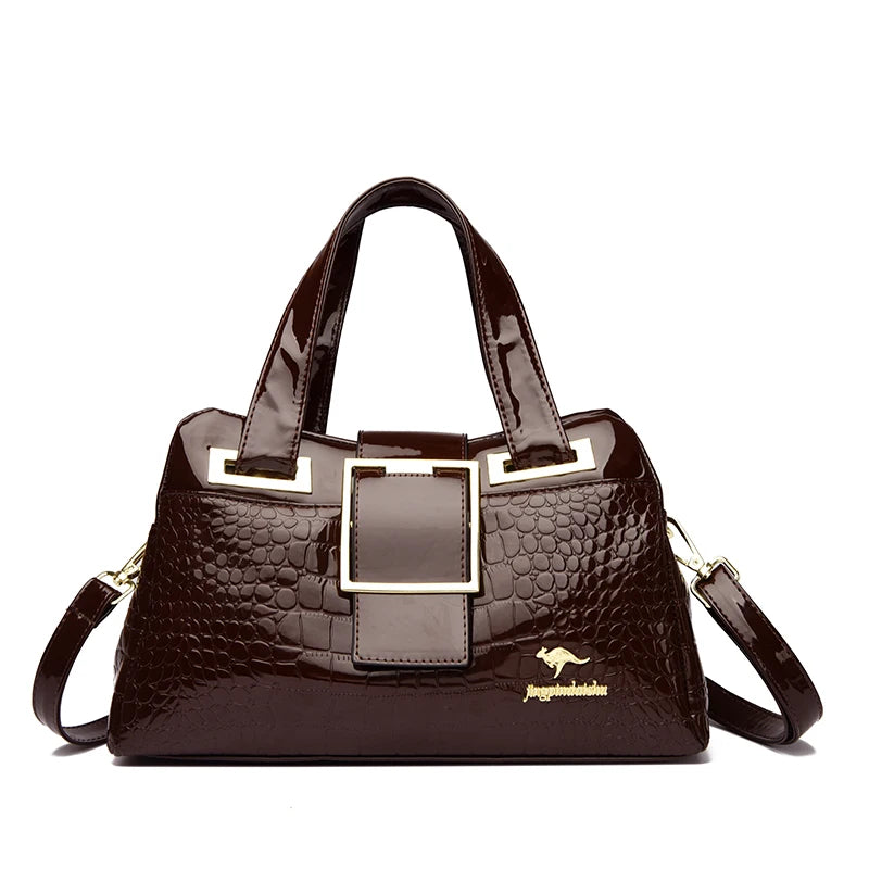2 layer Large Capacity Tote Bag Luxury Handbags Women Bags Designer Crocodile Pattern Ladies Boston Shoulder Bag High Quality