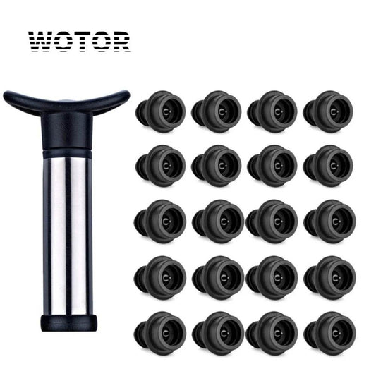 WOTOR Advanced Wine Stoppers Stainless Steel Manual Vacuum Pump Wine Saver Reusable Wine Bottle Stopper Sealer Keep Wine Fresh - P12 Hub Europe