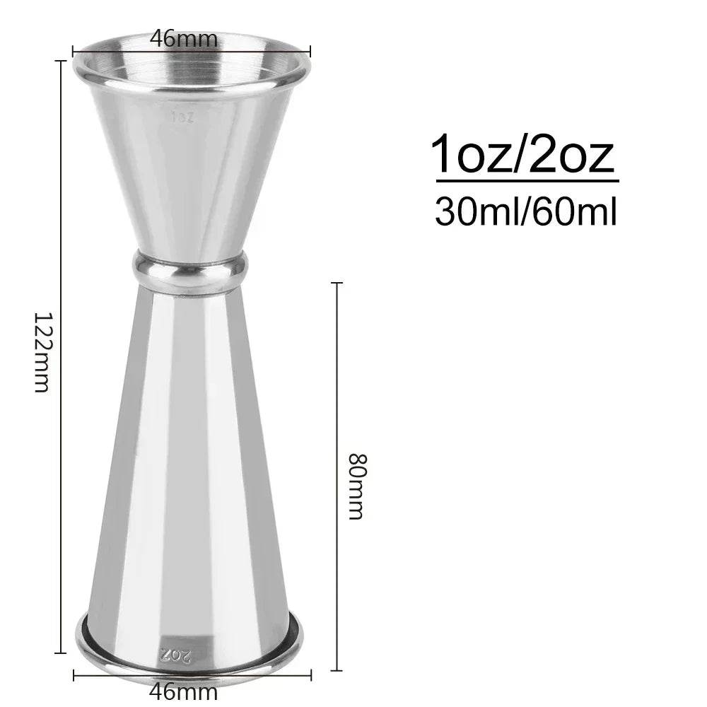 2PCS 30/60ml Cocktail Wine Shaker Measure Cup Stainless Steel Double Shot Drink Spirit Measure Jigger Kitchen Supplies gadget - P12 Hub Europe