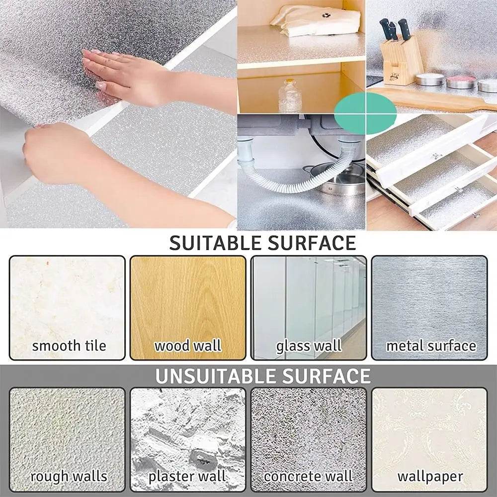 Kitchen Oil-proof Self Adhesive Stickers Anti Fouling High Temperature Waterproof Aluminum Foil Wallpaper Cabinet Contact Papers - P12 Hub Europe