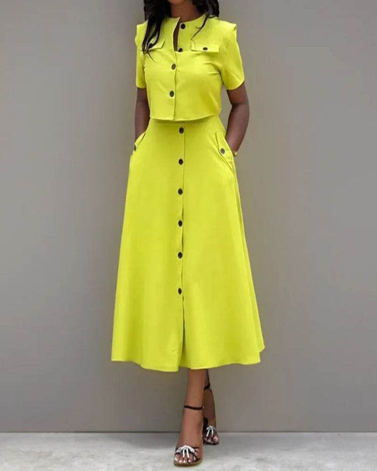 Women Elegant Button Skirt Set - P12 Hub Europe