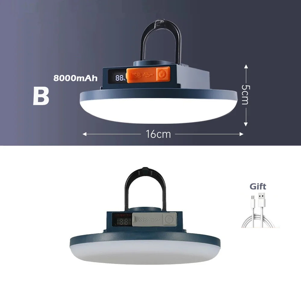 Rechargeable LED Camping Light with Magnetic Absorption Dual-Use Power Bank Hanging Lamp Emergency Lighting